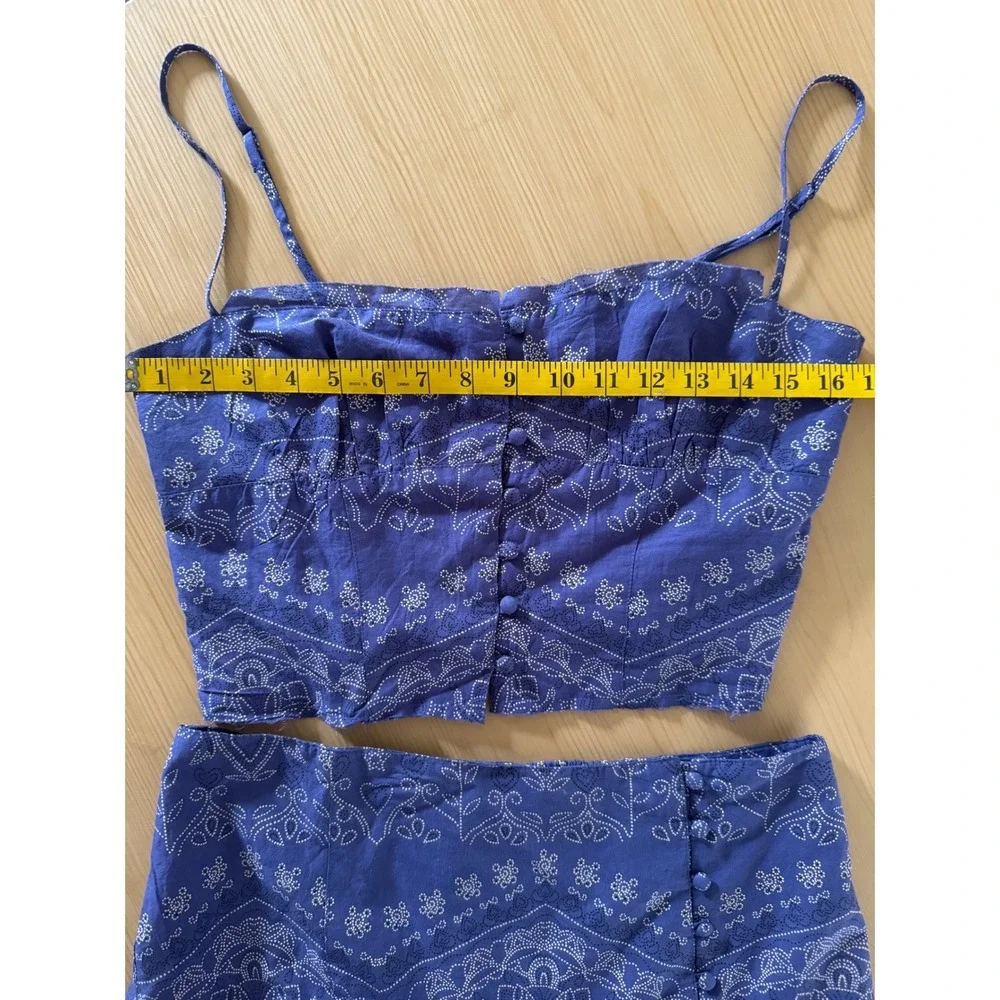 Kimchi Blue Purple Bandana Print Two Piece Set Cami Top and Tiered Mini Skirt M
